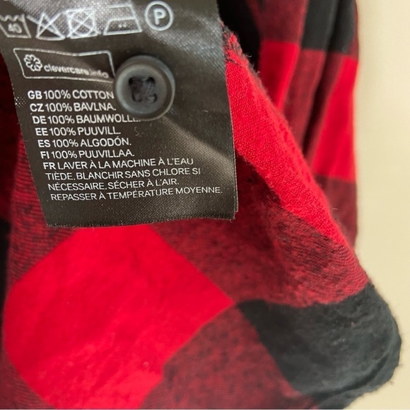 H&M Regular Fit Twill Shirt Oversized Flannel Button Down Red Medium - Picture 7 of 8